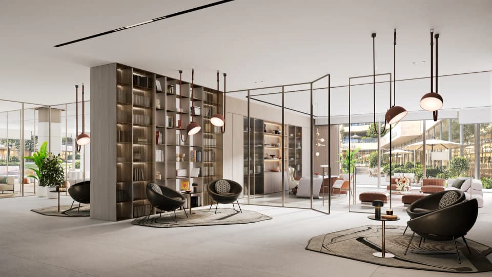 Business centre work areas at The Yards Plaza