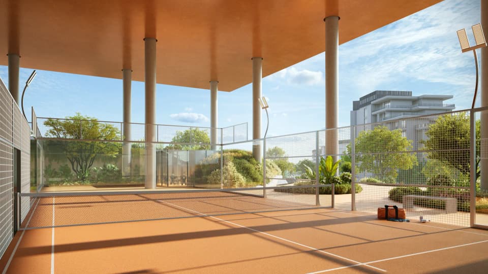 Padel courts within The Yards Plaza office development